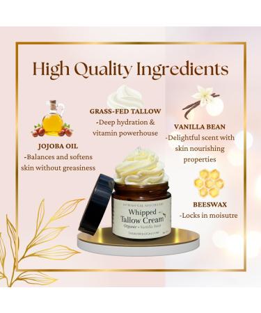 Astrolo Gal Apothecary Organic Vanilla Whipped Tallow Cream 100% Grass-Fed | Natural Moisturizer for Dry Skin Sensitive Skin Face & Body 2 oz - Buy Online on GoSupps.com