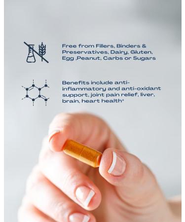 BioOptimal Organic Turmeric Capsules - 2 Month Supply - Joint Pain Relief - Non-GMO Curcumin Supplement - Extra Strength - 60 Pills - Packaging May Vary - Buy Online on GoSupps.com