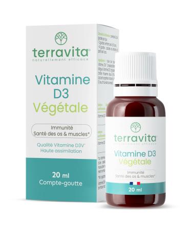 Vitamine D3 V g tale D3V | 2000 UI | Flacon de 20 ml | 8 Mois de Cure | Haute Absorption | Sant des Os & Immunit | Enfants et Adultes | Huile de Coco TCM | Vegan et Made in France | Terravita