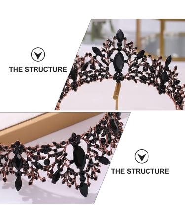 Minkissy Black Queen Crown | Baroque Vintage Wedding Tiara for Quincea era & Birthday Celebrations - Buy Online on GoSupps.com