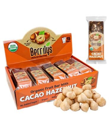 Berrilys Organic Fruit Bar with Hazelnuts, 15 Bars for KIDS, USDA Organic Certified, No Pesticides, No Additives, No Preservatives, Non-GMO, Perfect for Snacking at School and at Work