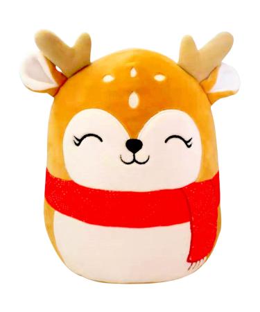 8" Cute Christmas Reindeer Soft Plush Toy Xmas Reindeer Plush Pillow Toy Squishy Cotton Plushies Doll Kawaii Plush Stuffed Animal Toys Gift for Kids Baby Tollders Boys Girls Christmas Home Decoration