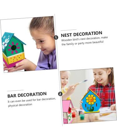 Unomor 2-Station DIY Wooden Bird Nest & House for Little Birds - Unfinished Birdhouses for Crafting - Buy Online on GoSupps.com