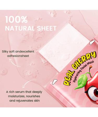 8 Pack Cherry Face Mask Pink Face Masks Skincare Spa Day Kit Supplies Spa Party Favors for Women Sheet Facial Mask Skincare Gifts Set Moisturize Soothe for All Skin Types C-8 Pack-Cherry - Buy Online on GoSupps.com