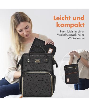 Shop Lekespring Waterproof Baby Changing Bag | Large Diaper Bag with Foldable Pad & Stroller Belts - Black - Buy Online on GoSupps.com