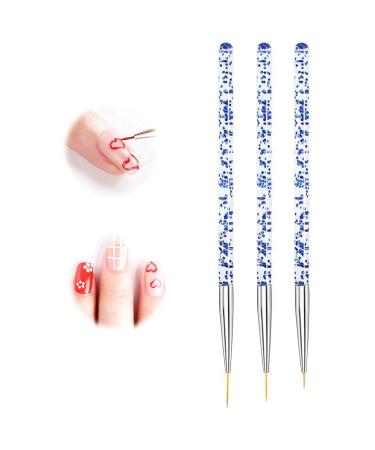 3 Piece Acrylic Nail Brush Set - Blue Professional Nail Art Liner & Detail Brushes for UV Gel & Acrylic Manicure - Buy Online on GoSupps.com