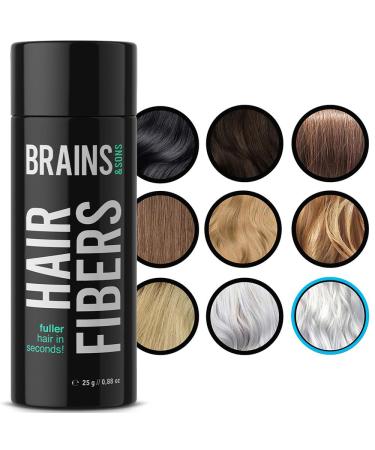 Brains & Son Hair Fiber - Premium Hair Thickener Immediately Conceals Receding Hairlines Hair Loss Balding Areas and Thinning Hair Undetectable Keratin Fibers - Hair Powder | 25g (WHITE)