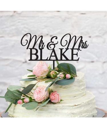 Personalised Cake Toppers Cake Decorations 1pcs Mr and Mrs Wedding Cake Toppers Anniversary Cake Decorations Party Dessert Decor Supplies for Couple (Color : Black2) (Color : Black2) (Color : Black3
