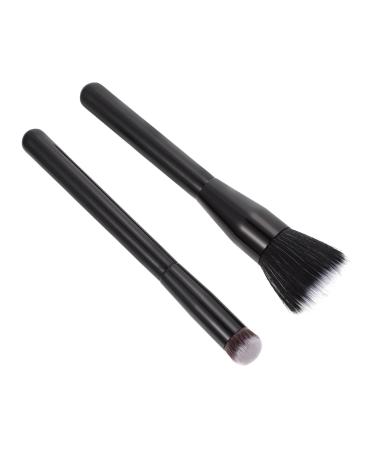 PLAFOPE 2 Pcs Highlight Brush Makeup Brush Cream Blush Brush Eyeliner Brush Flat Blush Brush Wooden Handle