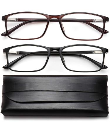 Reading Glasses Blue Light Blocking - 2 Pack Readers Men Women Rectangle Computer Eyeglass 0.5 Black&brown 0.5 x