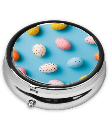Painted Eggshell Portable Metal Pill Box - Round Mini 3-Compartment Hinged Design for Travel Black - Ideal for Small Pills - Buy Online on GoSupps.com