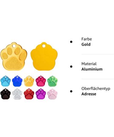 Personalized Dog Paw Pendant for Small to Medium Dogs & Cats Engraved Name Collar & Address Trailer by Ibera Gifts (Gold) - Buy Online on GoSupps.com