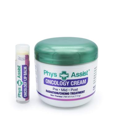 PhysAssist Oncology Cream 4 oz plus Lip Balm. Hydrates and Pampers Stressed skin. Made with a blend of natural Botanicals. Clinically Tested, Non Irritant.