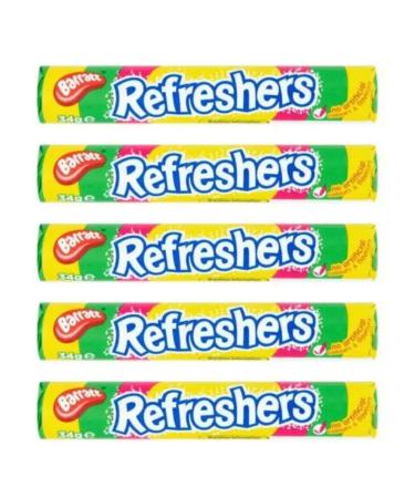 Barratt Refreshers Fruity Flavour Fizzy Sweets - 5 x 34g Candy Rolls Multipack
