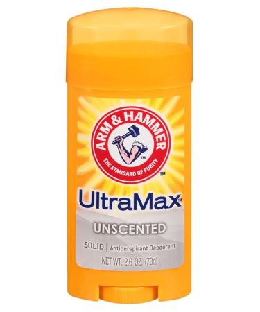 Arm & Hammer Deodorant 2.6oz Solid Ultra Max Unscented (2 Pack) Unscented 2.6 Ounce (Pack of 2)