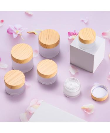 6 Glass Jars 60ml - Eco-Friendly Cream Containers with Wooden Lids for Cosmetics Lip Balm & Lotions - Perfect Travel & Sampling Solution - Buy Online on GoSupps.com