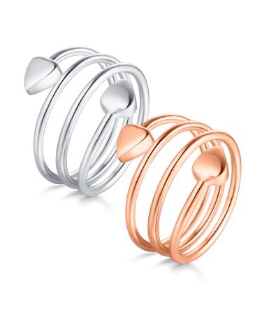 Jeracol Magnetic Copper Rings for Women Ladies 2 Pcs Love Heart Shape Design Pure Copper Magnetic Rings with Two Strong Magnets Adjustable Size with A Gift Box Z-Silver & Rose Gold - Buy Online on GoSupps.com