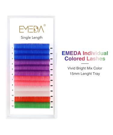 EMEDA Colored Lash Extensions D Curl .07 - 6 Colorful Lashes 15mm - Individual Eyelash Extensions - Buy Online on GoSupps.com