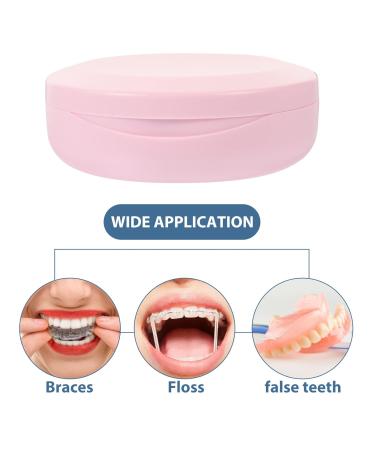 Portable Pink Denture Case with Mirror - Healeved Pocket Denture Storage Box for Orthodontics, Home & Outdoor Use - Buy Online on GoSupps.com