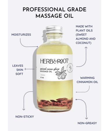 Herb & Root Cocoa Flavored Massage Oil with Warming Cinnamon Spice | 4oz Edible Body Oil | International Shipping - Buy Online on GoSupps.com