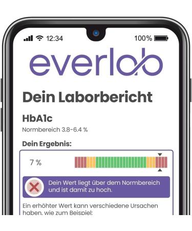 EVERLAB HbA1C Test - Quick Home Diabetes Screening | Easy Long-Term Blood Sugar Monitoring - Buy Online on GoSupps.com