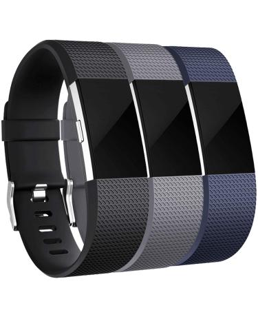 Maledan Bands Replacement Compatible with Fitbit Charge 2, 3-Pack, Large Gray/Blue/Black Black/Blue/Gray Large - Buy Online on GoSupps.com