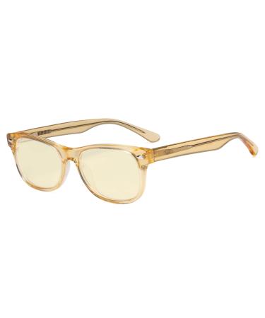 Eyekepper Computer Gaming Glasses for Kids - Blue Light Blocking with Yellow Filter Lens - Boys Girls Anti Glare Digital Glasses for Reading Screen - Champagne without strength Champagne-bb60 Lens