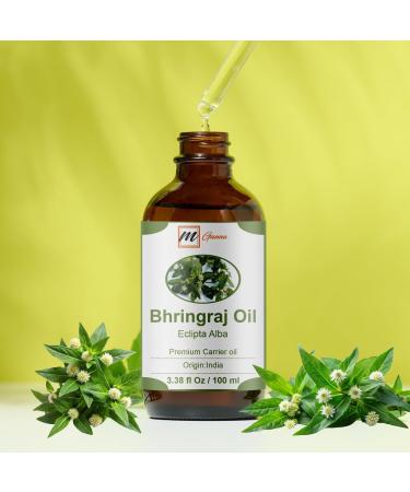 mGanna Natural Bhringraj Carrier Oil 3.38 Fl Oz / 100 ml for Skin Care Hair Care Scalp Massage & Body Massage Glass Bottle with Dropper - Buy Online on GoSupps.com