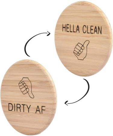 Libetter Dishwasher Clean Dirty Sign - Bamboo Non-Scratch Strong Magnetic Flip Indicator | Non-Scratch Easy To Read Dishwasher Sign for Better Kitchen Organization - Buy Online on GoSupps.com