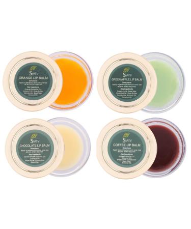 SVATV Herbal Salve Lip Balm Set - 4 Flavors (Coffee Green Apple Orange Chocolate) | 15g Each | Made in India | International Shipping Available - Buy Online on GoSupps.com