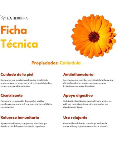 The Herbera Dried marigold in petals for herbal tea and skin care digestive support relaxing effect and antioxidant effect selected dried petals - Buy Online on GoSupps.com