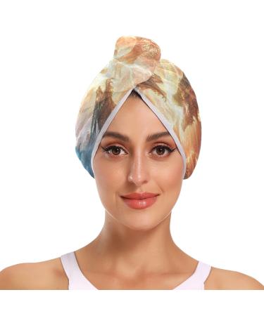 Two Dragon Fighting Hair Towel 2 Pack Super Absorbent Hair Drying Towel Quick Dry Hair Turbans Head Towel with Button Twisty Wrap for Women Girls