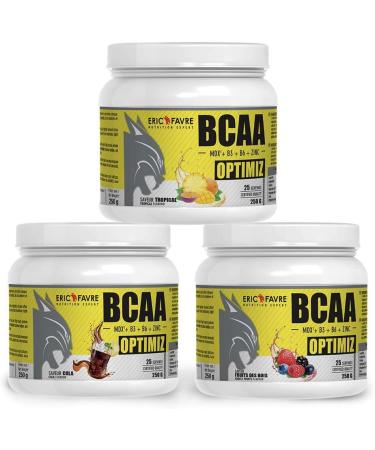 BCAA OPTIMIZ - BCAA 2.1.1 Amino Acids Enriched with Vitamin B + Zinc Helps Reduce Fatigue 250 g French Laboratory Eric Favre Tropical Delight - Buy Online on GoSupps.com