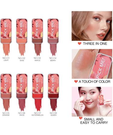 twcrvil Matte Blush Long Lasting Make Up Cheek 3 in 1 Blusher Eyeshadow Lipstick Portable Cosmetic Accessories Ladies Girls Type 5 - Buy Online on GoSupps.com