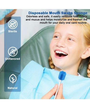 80 Pieces Portable Oral Sponge - Disposable Sterile Cotton Swabs for Kids & Adults | One-Way Oral Care Mouthpieces - Blue - Buy Online on GoSupps.com
