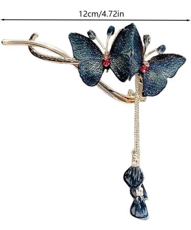 Butterflies Hair Clips | Hair Accessories Clip For Women | Rhinestone Tassel Hair Chain Chic Hair Accessories Nonslip Grip Embellished With Rhinestones For Daily Use Blue - Buy Online on GoSupps.com