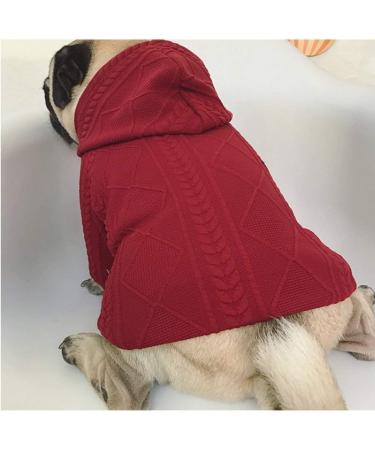 Meioro Cute Red Dog Sweater with Zip & Hood | Warm Winter Wear for Puppies Cats & French Bulldogs (Size S) - Buy Online on GoSupps.com