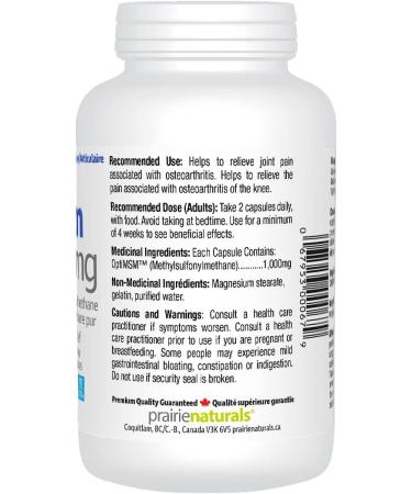 Prairie Naturals OptiMSM 1000mg Capsule - 180 Count - Buy Online on GoSupps.com