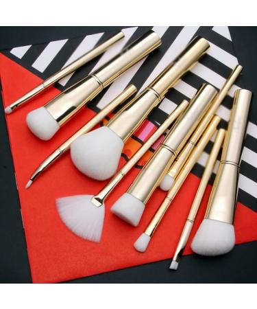 10-Piece Gold Makeup Brush Set | Foundation & Eyebrow Brushes for Flawless Application - International Shipping Available - Buy Online on GoSupps.com