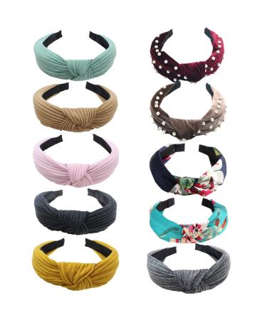 Wide Headband for Women Knotted Hairband Fabric Hairband Cross Knot Headband Hair Hoops Twist Headbands Hair Accessories For Girls (C10zhengzhi)