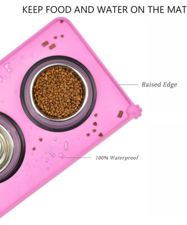 Emwel Silicone Dog Food Mat - Non-Slip Waterproof Cat & Dog Feed Mat (L 47x30 cm Pink) | Durable & Easy to Clean - Buy Online on GoSupps.com