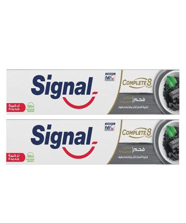 2 Box of Complete 8 Charcoal Anti-Cavity Toothpaste (3.38 oz 100 ml each) White With Red