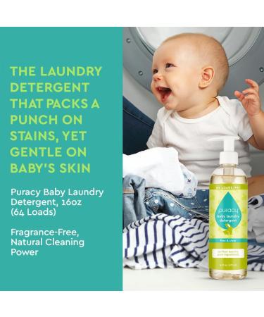 Puracy Liquid Baby Laundry Detergent - 1 4 Dioxane Free Natural & Scent-Free Stain Fighting Enzymes - 16oz Concentrate for Safe Baby Laundry - Buy Online Internationally - Buy Online on GoSupps.com