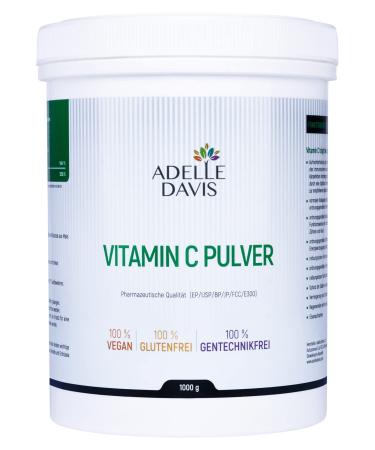 Adelle Davis vitamin C powder 1000 grams - pure ascorbic acid from fermentation of genetic engineering -free corn - pharmaceutical quality 1 kg (1 Pack)