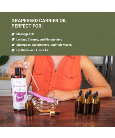 Grapeseed Oil - Pure Grapeseed oil for Skin - 100% Pure Carrier Oil for Hair, Face, and Skin - Direct from EIR Oils in the Beautiful Spanish Countryside (16 oz) Grapeseed Oil 16 Fl Oz (Pack of 1) - Buy Online on GoSupps.com