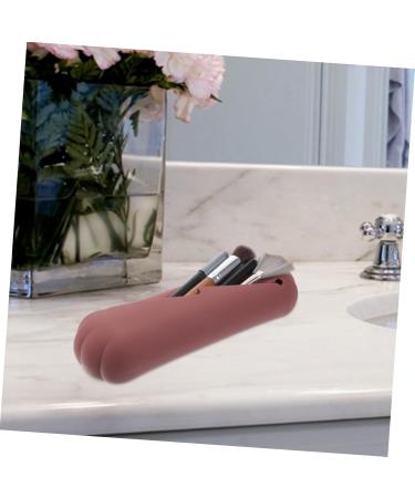 Angoily Portable Makeup Brush Bag | Travel Makeup Tool Holder & Organizer | Cosmetic Brush Storage Pouch | Brown - 21.5x6.5x3.5CM - Buy Online on GoSupps.com