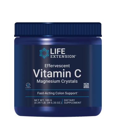 Life Extension Effervescent Vitamin C-Magnesium Crystals - Ascorbic Acid Vitamin C Powder Supplement - for Healthy Immune Support with Vitamin B6 - Gluten Free Non-GMO - 180 Grams 30 Servings