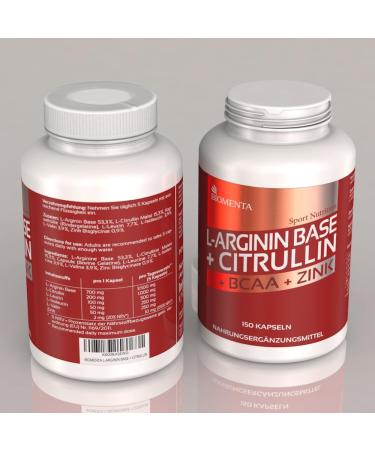 Biomenta L-Arginine + Citrulline Capsules - High Dose 150mg | Premium Arginine Citrulline Blend with BCAAs & Zinc for Enhanced Performance - International Shipping - Buy Online on GoSupps.com