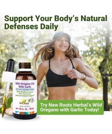 NEW ROOTS HERBAL Wild Oregano Oil Tincture with Garlic (1 fl oz) | 93% Carvacrol Oregano Oil Drops Enhanced Immune Support Supplement l Non GMO Vegan GMP Certified Oregano with Garlic 30ml - Buy Online on GoSupps.com