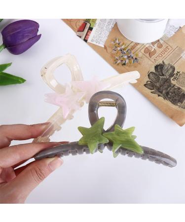 Vctitil Five-pointed Star Acrylic Hair Claws Hair Clips Ponytail Holders Shark Clip Barrettes Hair Accessories for Women Girl Thin Thick Hair(pink) - Buy Online on GoSupps.com